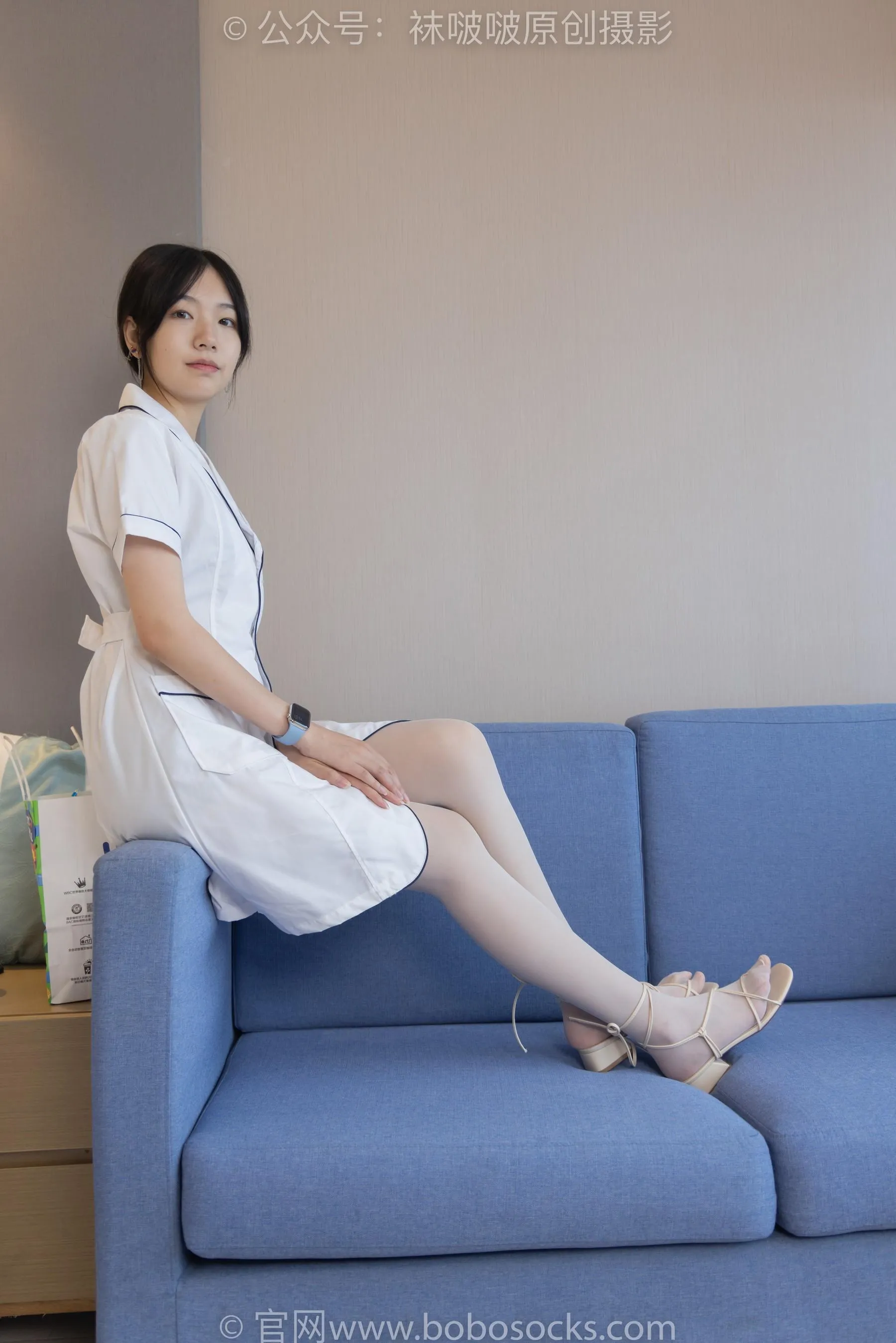 [BoBoSocks袜啵啵]NO.206 小甜豆-绑带凉鞋、白丝大腿袜、小护士服 [89P]插图7